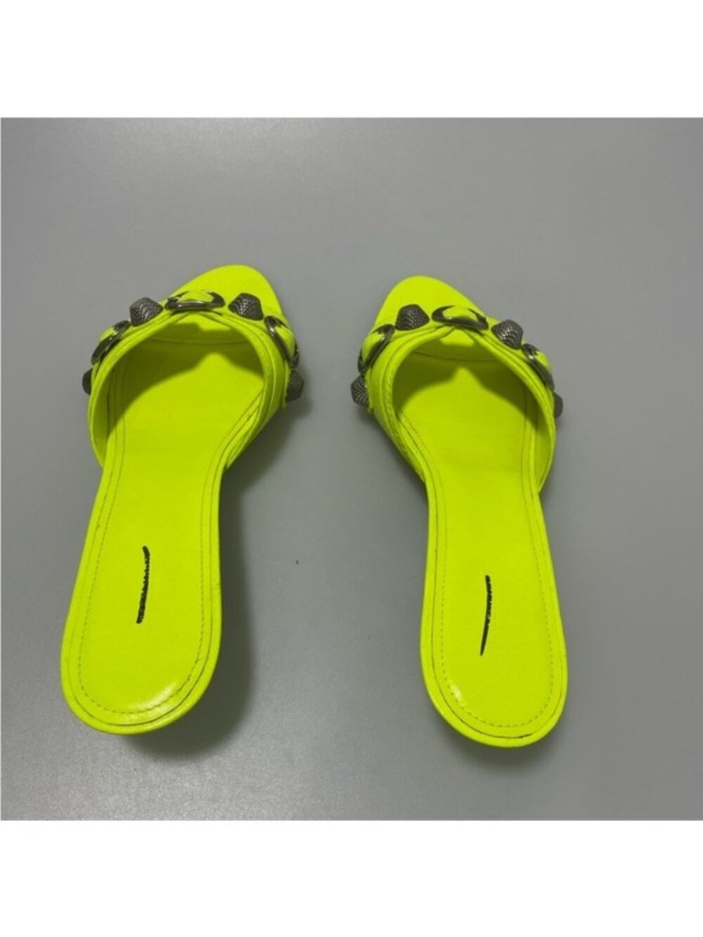 Balenciaga Cagole 50mm Sandal Lambskin Fluo Yellow Women’s EU 37/US 7 - Picture 4 of 7